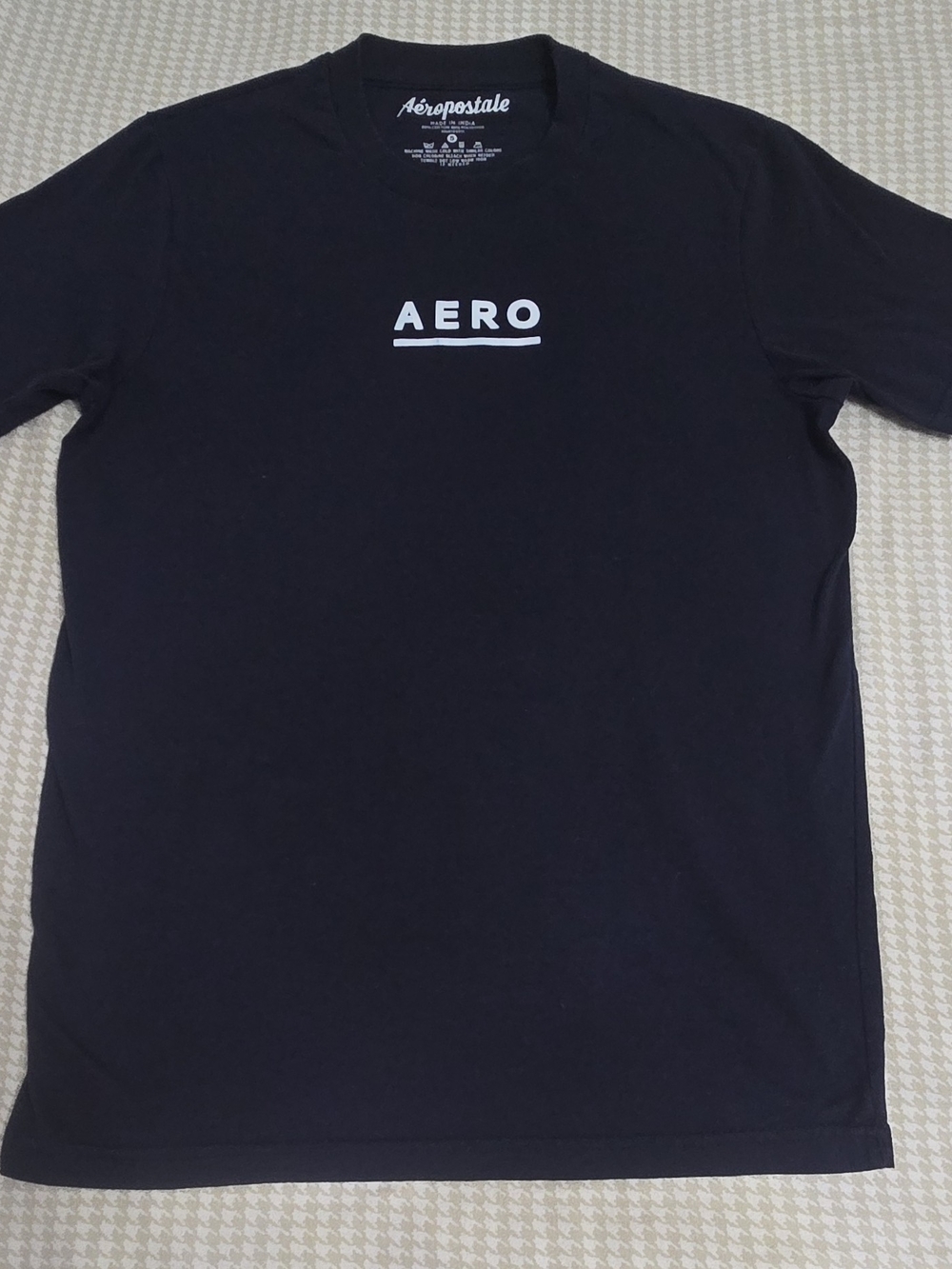 Aeropostale Men’s Black Crewneck Tee with White AERO Logo